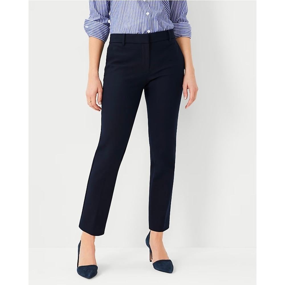 NWT Ann Taylor Eva High Rise‎ Ankle Pants Trousers Navy Blue Slim Leg 2P 835023